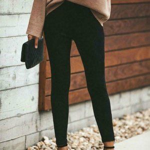 NWT ZARA BLACK Suede Moto Leggings Tights Zippered Pants Blogger fave S